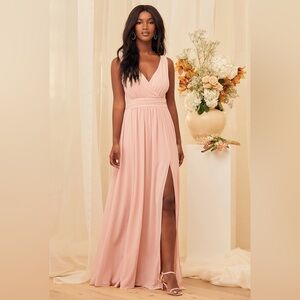 Lulu’s Thoughs of Hue Blush Surplice Maxi Dress